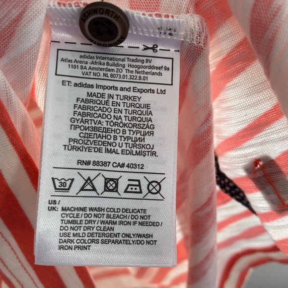 Ashworth • Sea Coral Striped Buttoned Golf Polo Shirt NWT - Picture 8 of 15